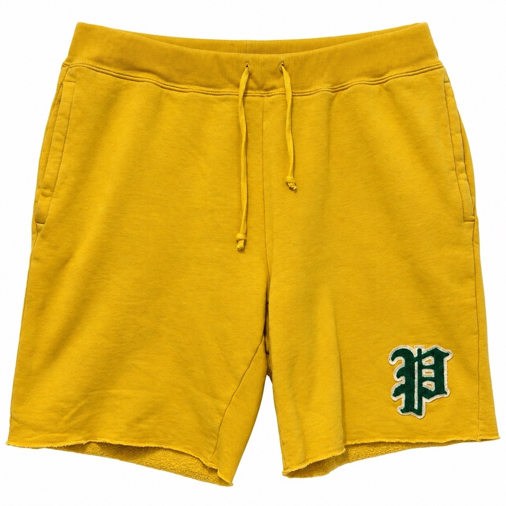 Polo Ralph Lauren Mens XL Yellow Chenille P Patch Fleece Shorts Raw Hem RN41381